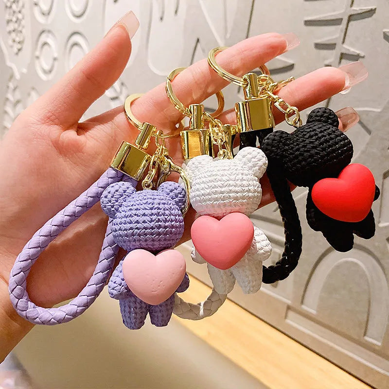 Cartoon Style Animal Heart Shape Resin Unisex Bag Pendant Keychain 1 Piece