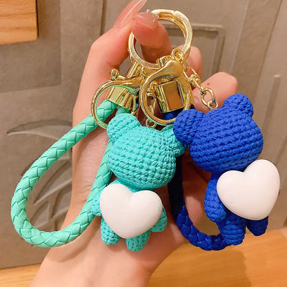 Cartoon Style Animal Heart Shape Resin Unisex Bag Pendant Keychain 1 Piece