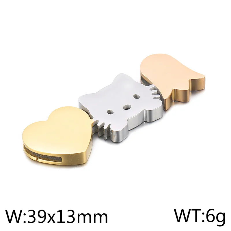 1 Piece 39 * 13mm Stainless Steel 18K Gold Plated Animal Heart Shape Polished Spacer Bars