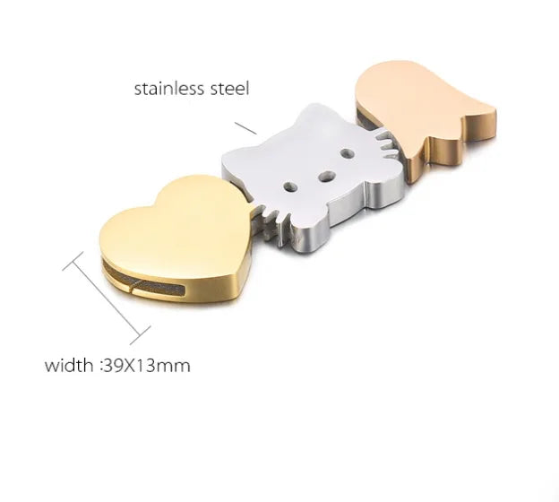 1 Piece 39 * 13mm Stainless Steel 18K Gold Plated Animal Heart Shape Polished Spacer Bars