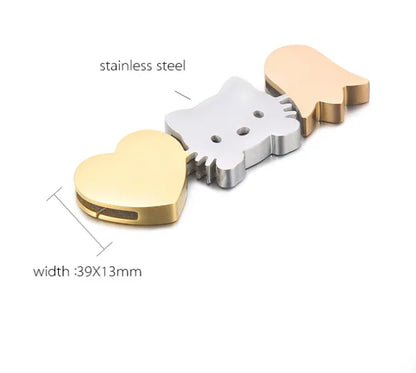 1 Piece 39 * 13mm Stainless Steel 18K Gold Plated Animal Heart Shape Polished Spacer Bars