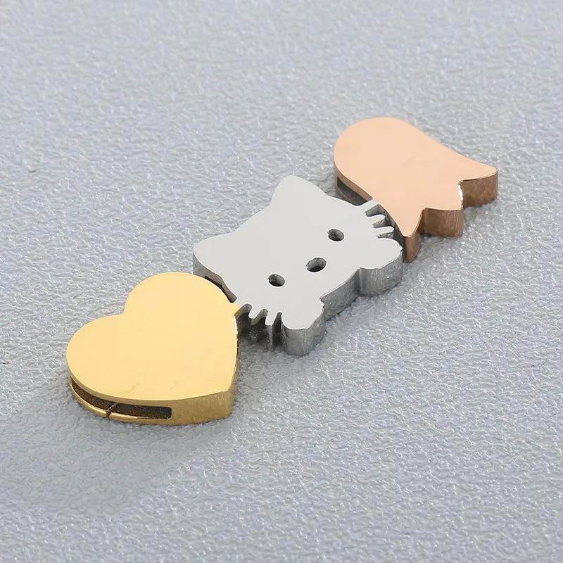 1 Piece 39 * 13mm Stainless Steel 18K Gold Plated Animal Heart Shape Polished Spacer Bars