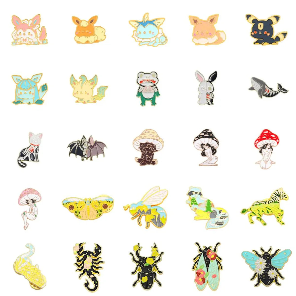 Cartoon Style Animal Insect Mushroom Alloy Stoving Varnish Plating Unisex Brooches