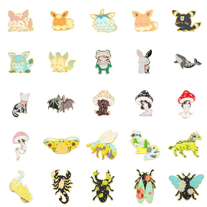 Cartoon Style Animal Insect Mushroom Alloy Stoving Varnish Plating Unisex Brooches