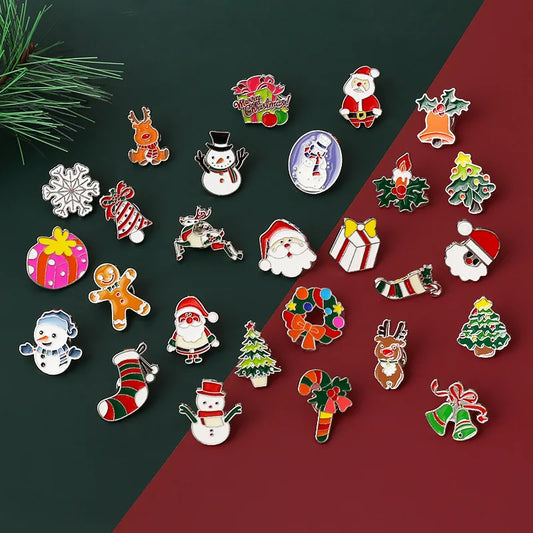 Cartoon Style Animal Santa Claus Snowman Alloy Enamel Artificial Gemstones Unisex Brooches