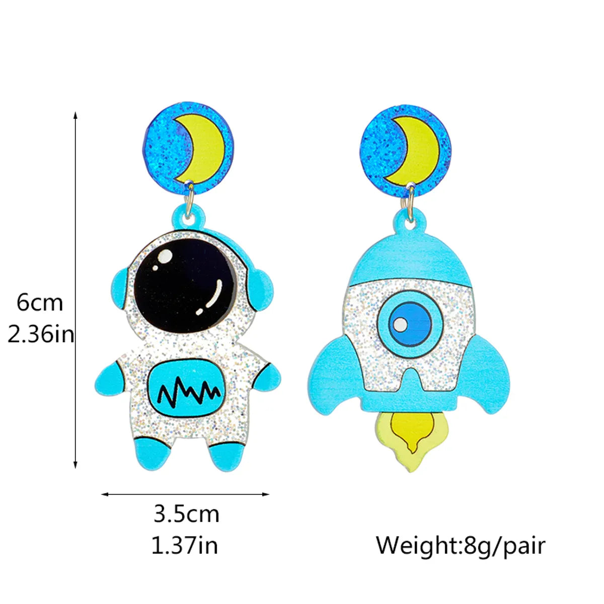 Cartoon Style Astronaut Rocket Arylic Asymmetrical Women's Dangling Earrings 1 Pair