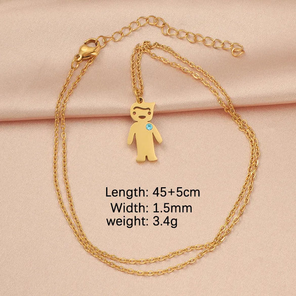 Wholesale Jewelry Cartoon Style Basic Streetwear Geometric Customization Laser Engraving Stainless Steel Zircon 18K Gold Plated Plating Inlay Pendant Necklace