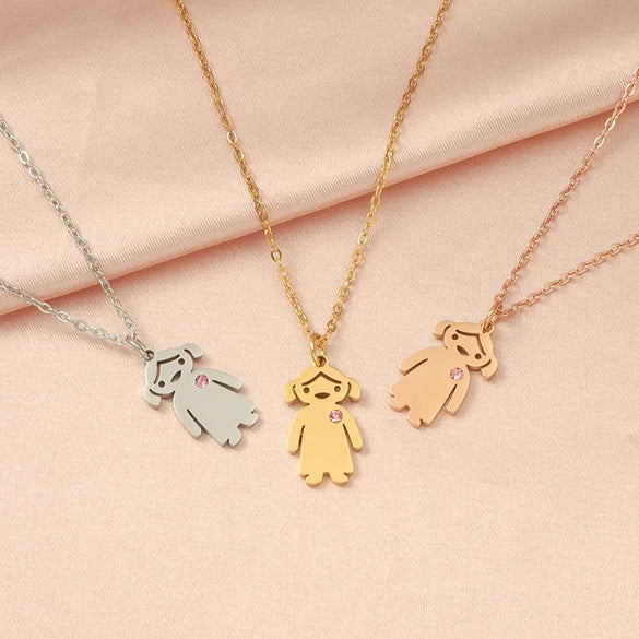 Wholesale Jewelry Cartoon Style Basic Streetwear Geometric Customization Laser Engraving Stainless Steel Zircon 18K Gold Plated Plating Inlay Pendant Necklace