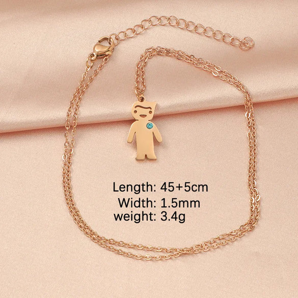 Wholesale Jewelry Cartoon Style Basic Streetwear Geometric Customization Laser Engraving Stainless Steel Zircon 18K Gold Plated Plating Inlay Pendant Necklace