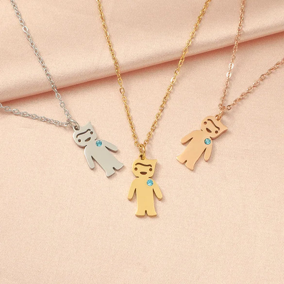 Wholesale Jewelry Cartoon Style Basic Streetwear Geometric Customization Laser Engraving Stainless Steel Zircon 18K Gold Plated Plating Inlay Pendant Necklace