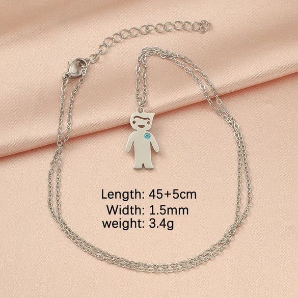 Wholesale Jewelry Cartoon Style Basic Streetwear Geometric Customization Laser Engraving Stainless Steel Zircon 18K Gold Plated Plating Inlay Pendant Necklace