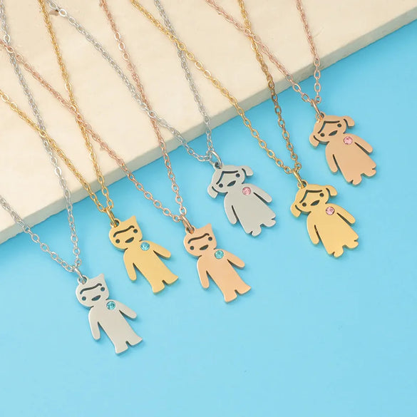Wholesale Jewelry Cartoon Style Basic Streetwear Geometric Customization Laser Engraving Stainless Steel Zircon 18K Gold Plated Plating Inlay Pendant Necklace