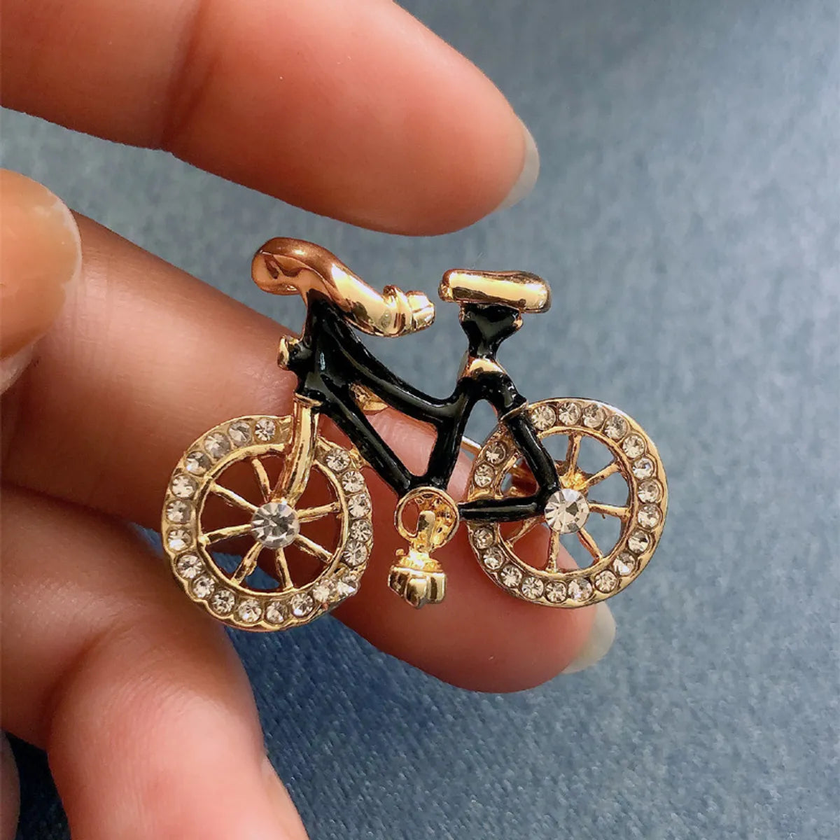 Cartoon Style Bicycle Alloy Inlay Artificial Gemstones Unisex Brooches