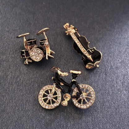 Cartoon Style Bicycle Alloy Inlay Artificial Gemstones Unisex Brooches