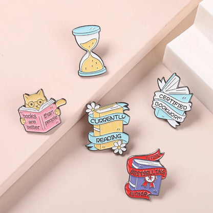 Cartoon Style Book Alloy Stoving Varnish Brooches