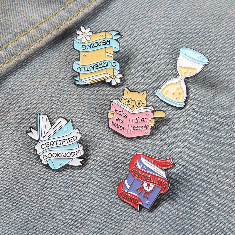 Cartoon Style Book Alloy Stoving Varnish Brooches