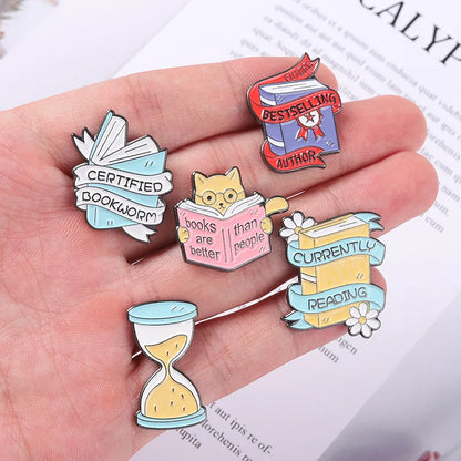 Cartoon Style Book Alloy Stoving Varnish Brooches