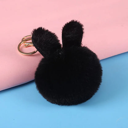 Cartoon Style Bunny Ears Alloy Plush Plating Bag Pendant Keychain