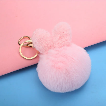 Cartoon Style Bunny Ears Alloy Plush Plating Bag Pendant Keychain