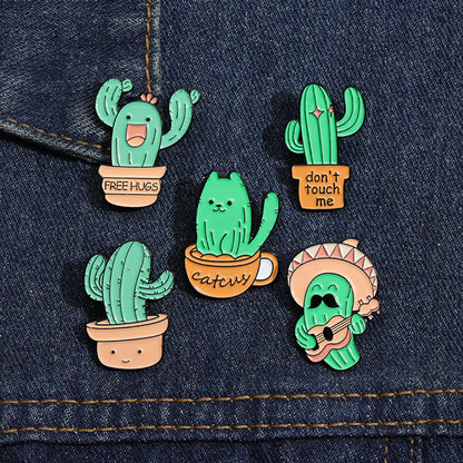 Cartoon Style Cactus Alloy Stamping Stoving Varnish Plating Unisex Brooches