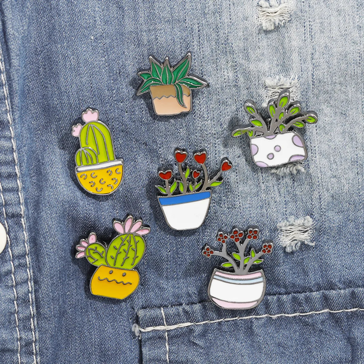 Cartoon Style Cactus Flower Alloy Enamel Women'S Brooches