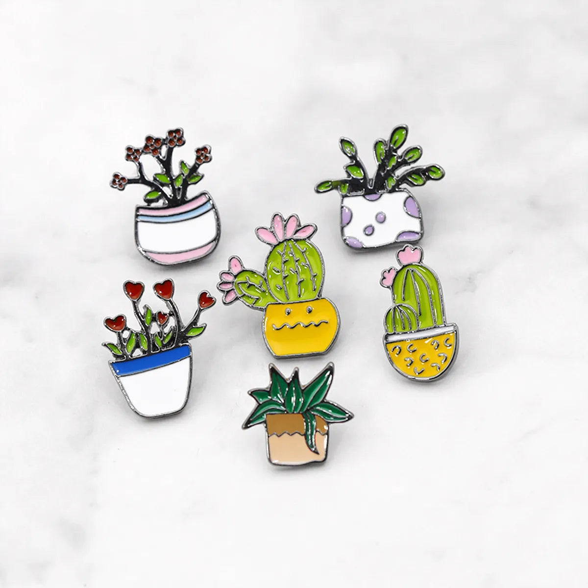 Cartoon Style Cactus Flower Alloy Enamel Women'S Brooches