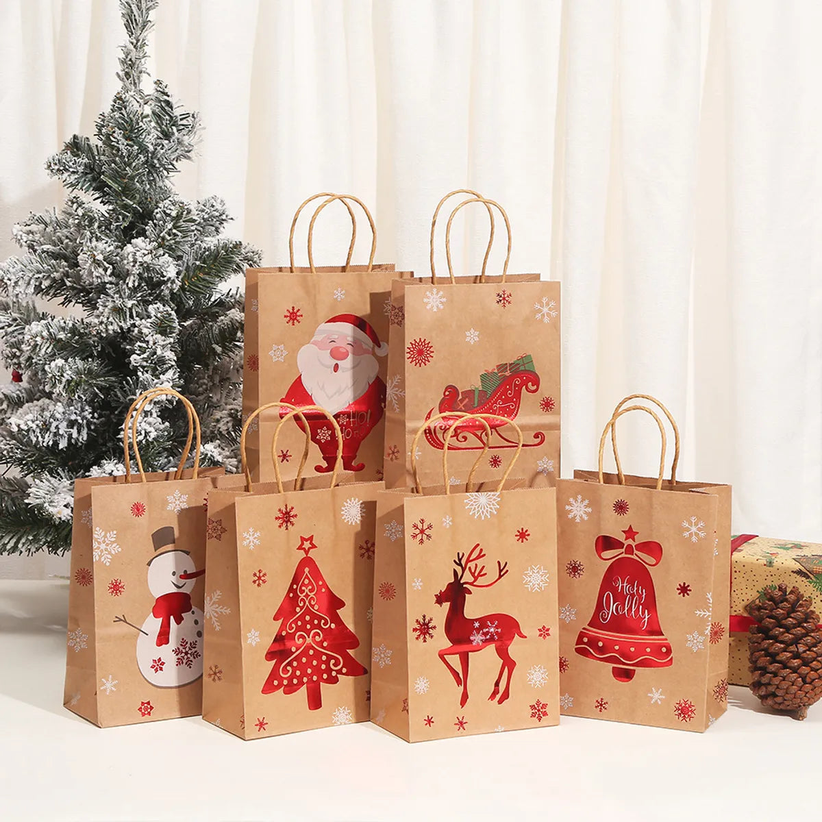 Cartoon Style Cartoon Brown Paper Christmas Party Gift Bags