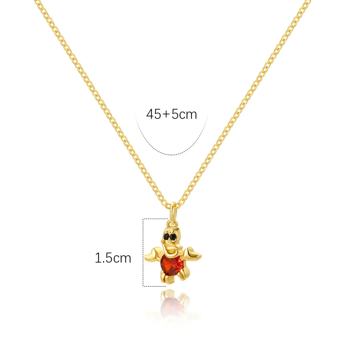 Cartoon Style Cartoon Character Copper Plating Inlay Zircon 18k Gold Plated Pendant Necklace