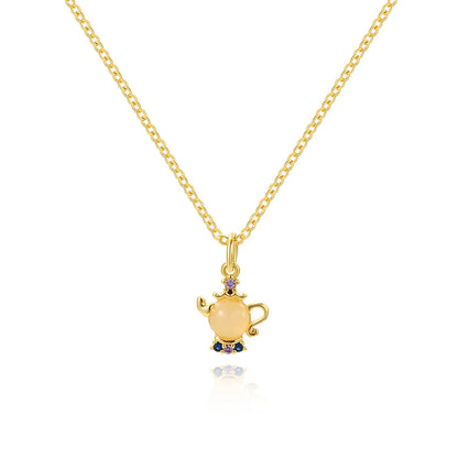 Cartoon Style Cartoon Character Copper Plating Inlay Zircon 18k Gold Plated Pendant Necklace