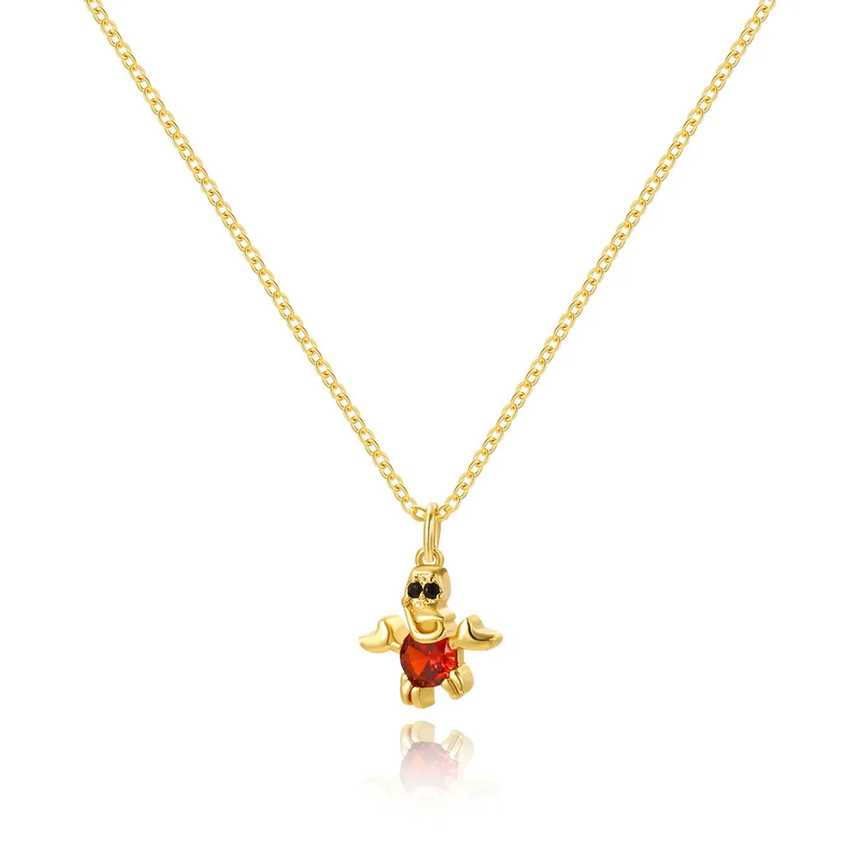 Cartoon Style Cartoon Character Copper Plating Inlay Zircon 18k Gold Plated Pendant Necklace