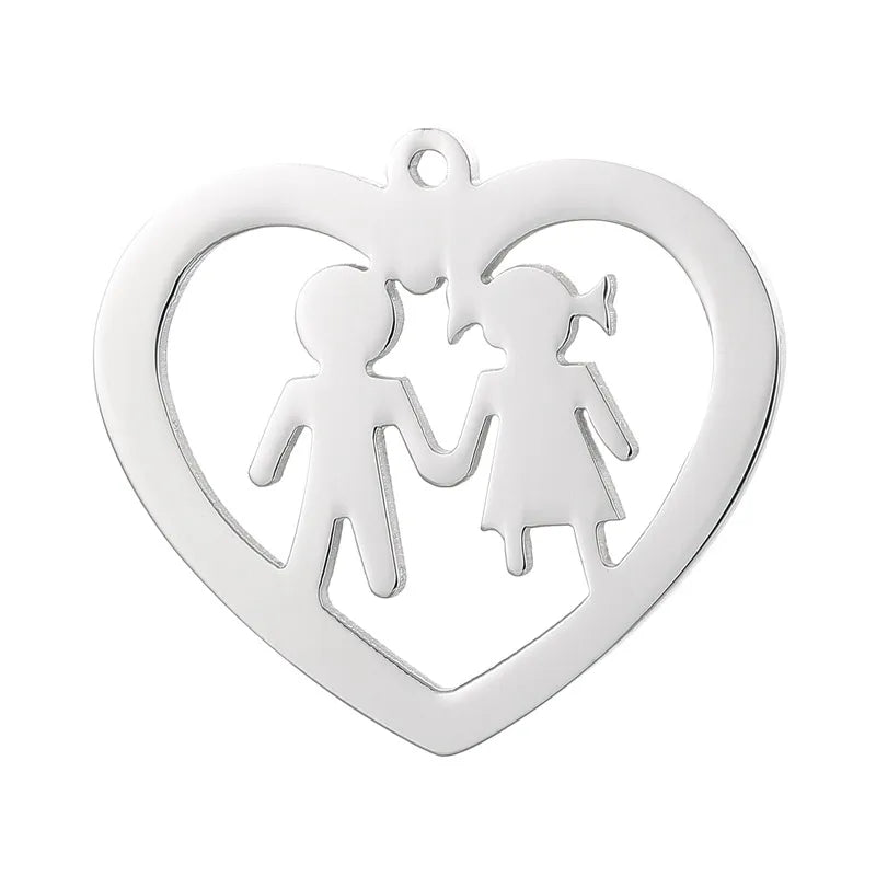 Cartoon Style Cartoon Character Heart Shape Stainless Steel Jewelry Accessories