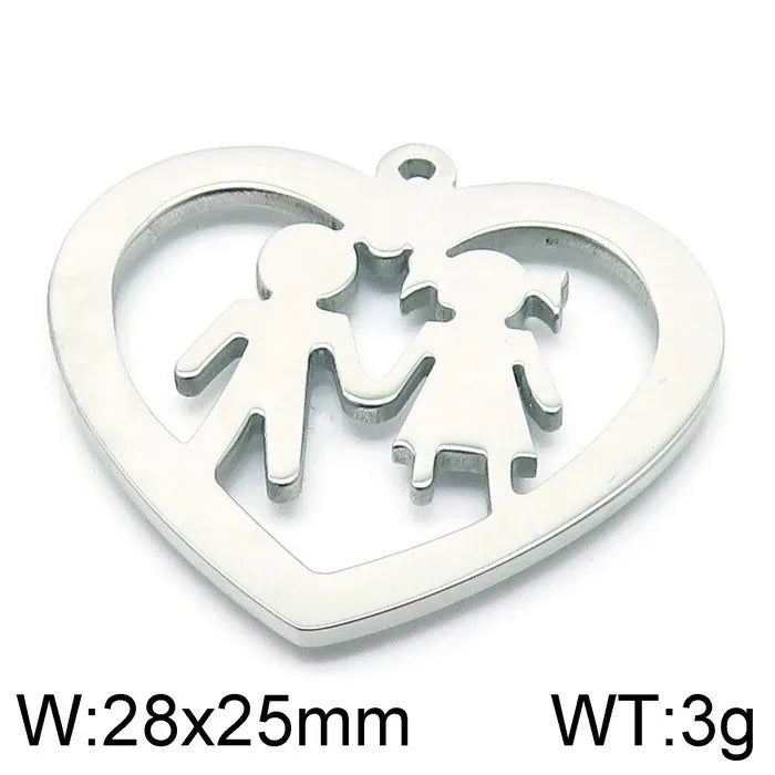 Cartoon Style Cartoon Character Heart Shape Stainless Steel Jewelry Accessories