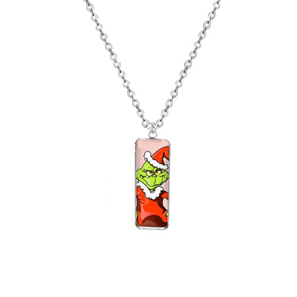 Cartoon Style Cartoon Christmas Hat Stainless Steel Alloy Inlay Glass Christmas Women's Necklace 1 Piece