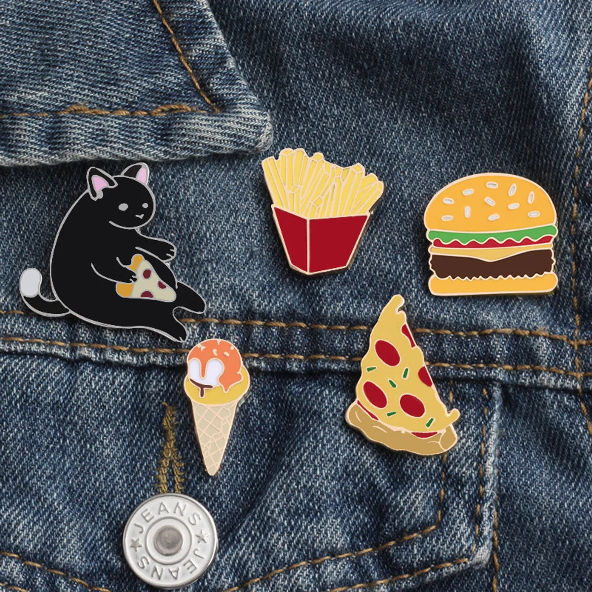 Cartoon Style Cartoon Hamburger Cat Alloy Enamel Unisex Brooches