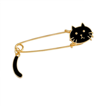 Cartoon Style Cat Alloy Enamel Couple Brooches