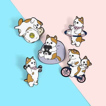 Cartoon Style Cat Alloy Enamel Unisex Brooches