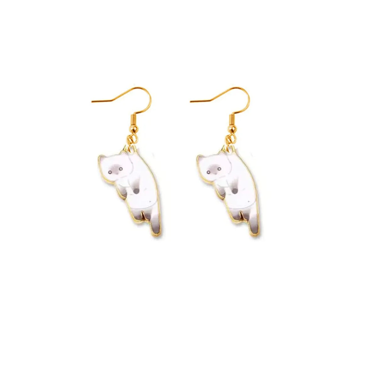 Cartoon Style Cat Alloy Enamel Women'S Drop Earrings