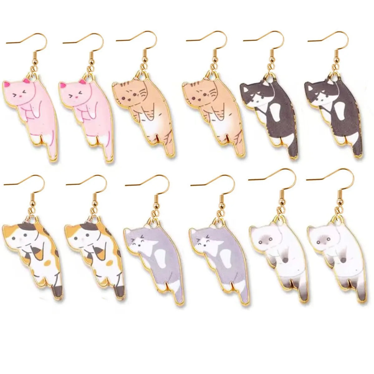 Cartoon Style Cat Alloy Enamel Women'S Drop Earrings