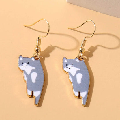 Cartoon Style Cat Alloy Plating Earrings 1 Pair