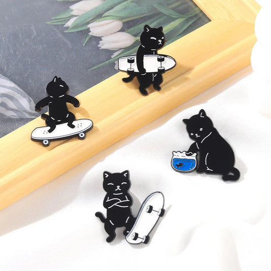 Cartoon Style Cat Alloy Stoving Varnish Unisex Brooches