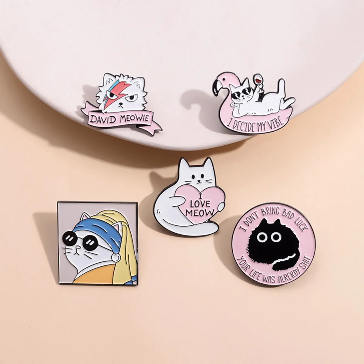 Cartoon Style Cat Alloy Stoving Varnish Unisex Brooches