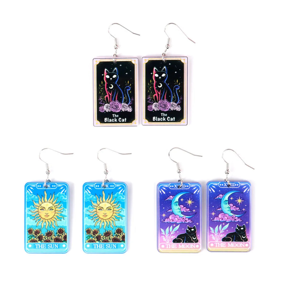 Cartoon Style Cat Arylic Printing Women's Drop Earrings