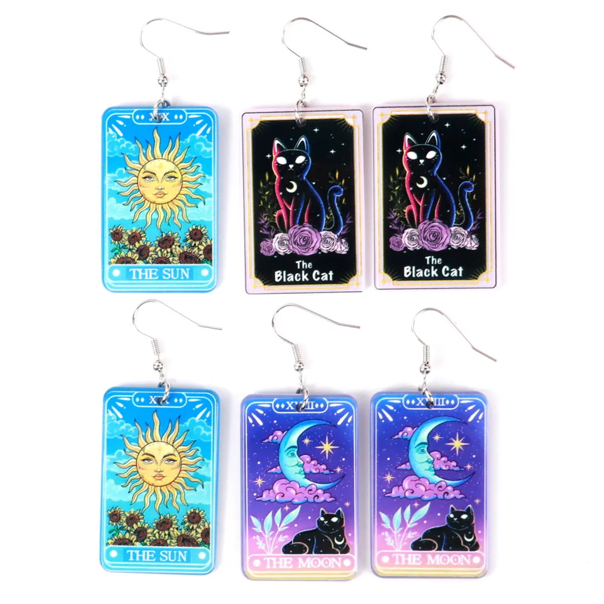 Cartoon Style Cat Arylic Printing Women's Drop Earrings