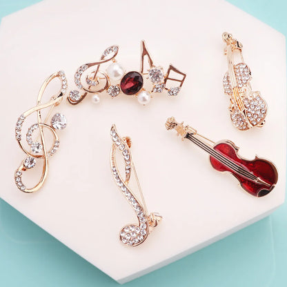 Cartoon Style Cello Flower Alloy Enamel Inlay Rhinestones Unisex Brooches