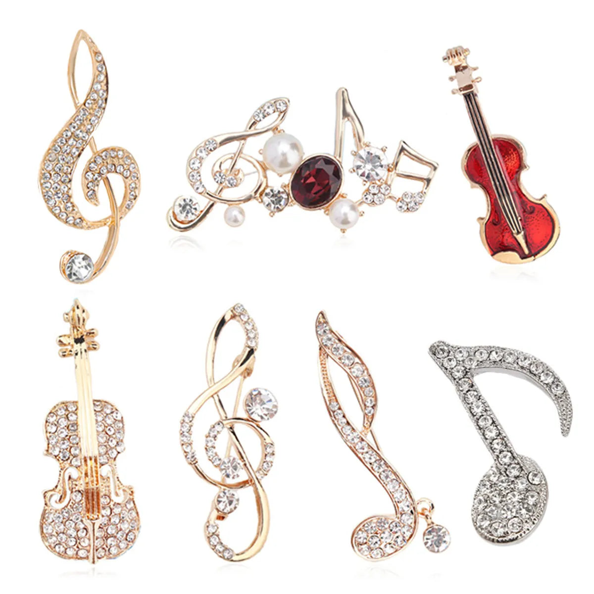 Cartoon Style Cello Flower Alloy Enamel Inlay Rhinestones Unisex Brooches