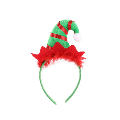 Cartoon Style Christmas Hat Plaid Cloth Stripe Party Headpieces 1 Piece