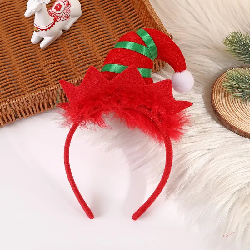 Cartoon Style Christmas Hat Plaid Cloth Stripe Party Headpieces 1 Piece