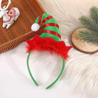 Cartoon Style Christmas Hat Plaid Cloth Stripe Party Headpieces 1 Piece