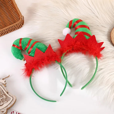 Cartoon Style Christmas Hat Plaid Cloth Stripe Party Headpieces 1 Piece