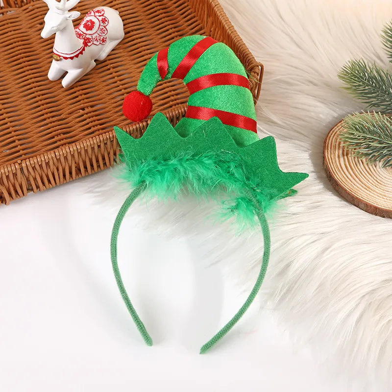 Cartoon Style Christmas Hat Plaid Cloth Stripe Party Headpieces 1 Piece